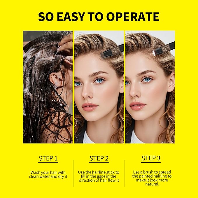 SEVICH Dual-Ended Root Touch Up Stick - Waterproof Hairline Enhancer for Sparse Hairlines & Gray Coverage, Non-Sticky Scalp Concealer with Beeswax, Instant Volume & Natural Look (Black)