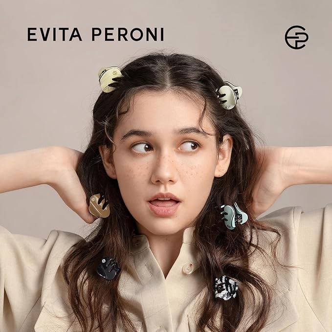 EVITA PERONI Small Hair Clips, Mini Hair Clip for Hair, Little Tiny Claw Clips for Women Girls Half Updo, Black and White