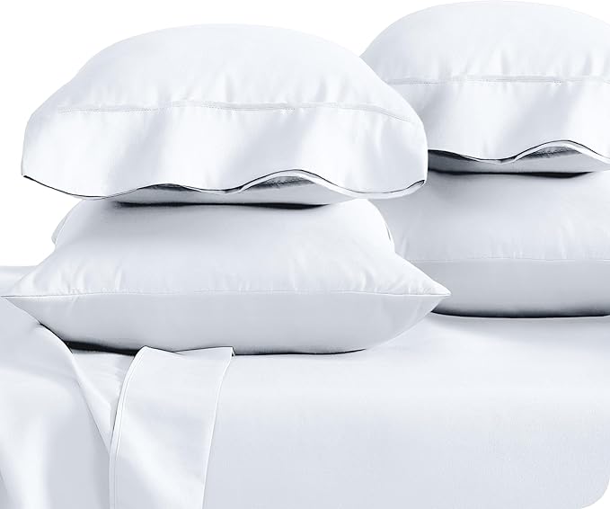 Bare Home Microfiber Bulk Pillow Cases - King Set of 4 - Cooling Pillowcases - Double Brushed - White Pillowcases 4 Pack - Easy Care (King - 4 Pack, White)