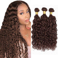 Color 4 Bundles Human Hair Brown Kinky Curly Bundle Niegmeag Brazilian Virgin Remy Hair 3 Bundles 12 14 16 Inch Double Weft Hair Weave 300g