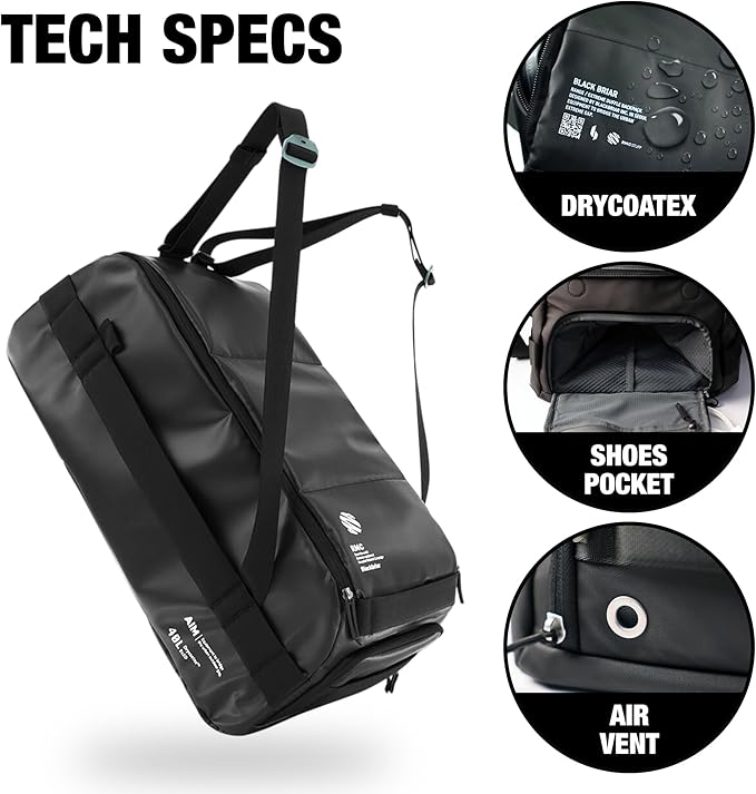 Blackbriar Range Duffel 60L Cactus Grey, Convertible Backpack with Patented Magnetic Access, Modular S-Partition, Dual Shoe Garage | Waterproof Drycoatex™ for Tactical, Travel, Gym
