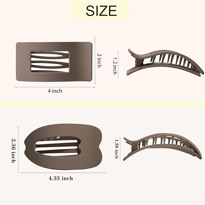 6 Pack Flat Hair Clips for Women,Large Claw Clips Strong Hold Hair Clips for for Thick & Thin Hair for Daily Styling