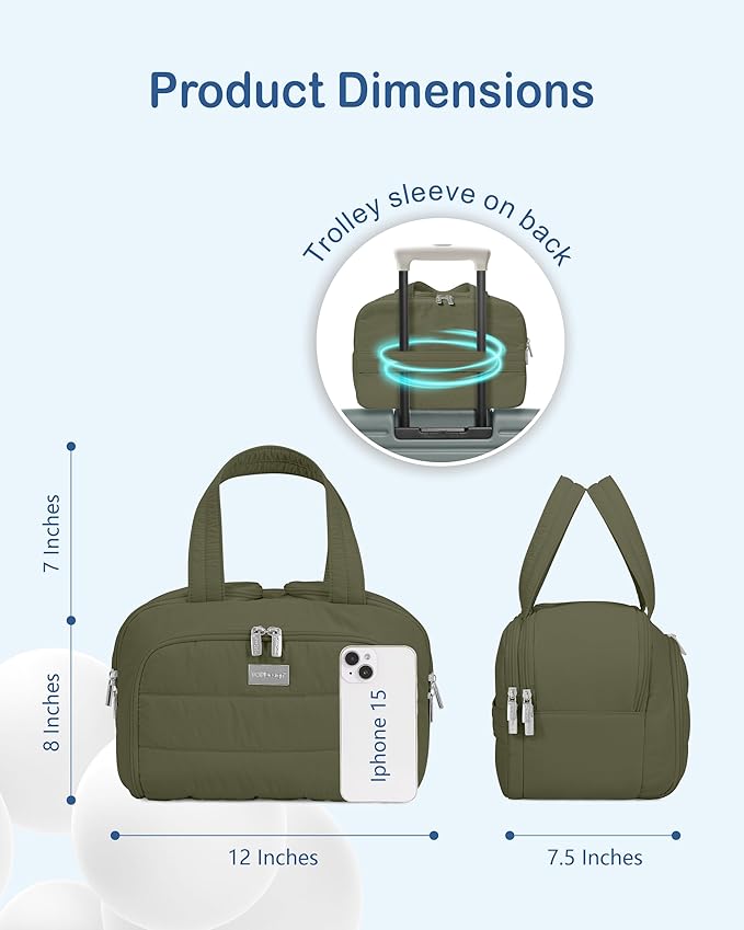 TOPDesign Travel Toiletry Bag for Women, Puffer Large Toiletry Bag, Lightweight Cosmetic Makeup Organizer with Handle for Traveling, Accessories, Essentials, Toiletries (Dark Green)