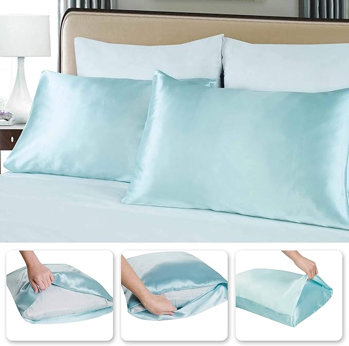 Tyfitb Satin Pillowcase Set for Hair & Skin Care – Cooling, Hypoallergenic, Anti-Frizz, Wrinkle-Free – Soft, Luxurious Pillowcases with Envelope Closure – 2-Pack, King Size 20x36, Gift-Ready