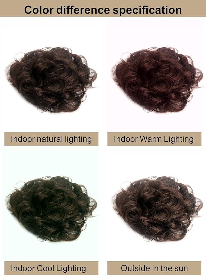 H&Bwig Men Short Toppers Hairpiece Brown with Clips in Hair Extensions for Covering White Loss Hair Toupee