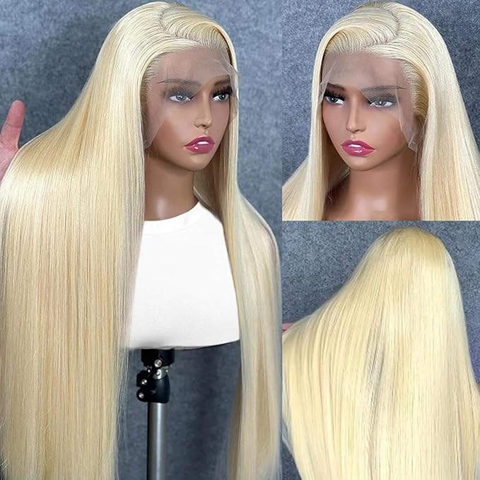 613 Lace Front Wigs Human Hair 200 Density 13x6 HD Transparent Lace Full & Thick Straight 26 Inch 613 Blonde Wig Glueless Colored Human Hair Wigs Pre Plucked with Baby Hair