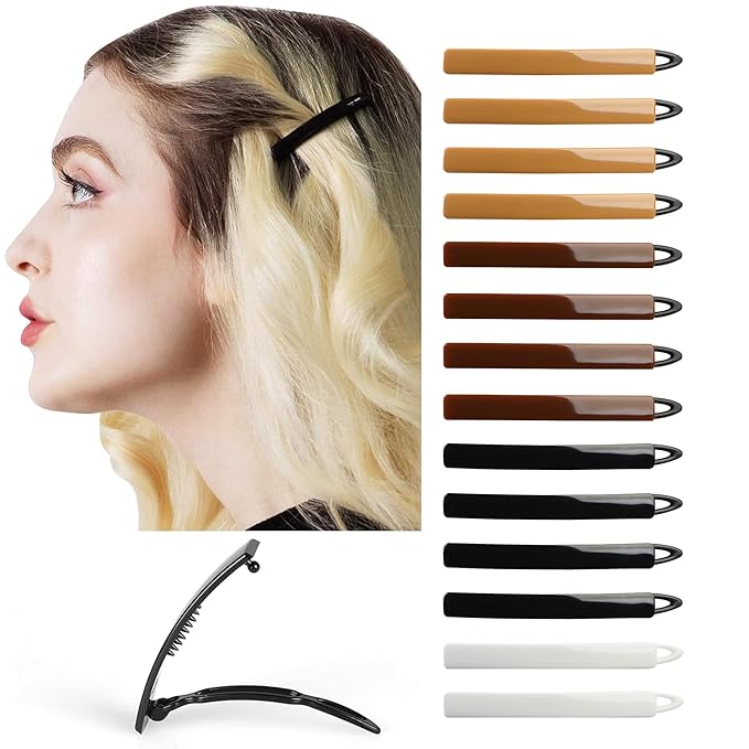 14pcs Hair Barrettes Set for Women and Girls, Hair Clips for Thick Thin Fine Hair, Non-metal Hair Accessories, Non-Slip Grip Handmade Snap Hairpin, BPA Free (LY10)