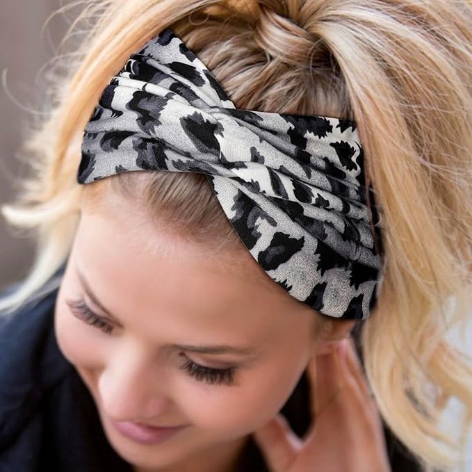 DRESHOW 4 Pack Turban Headbands for Women Wide Vintage Head Wraps Knotted Cute Hair Band Accessories