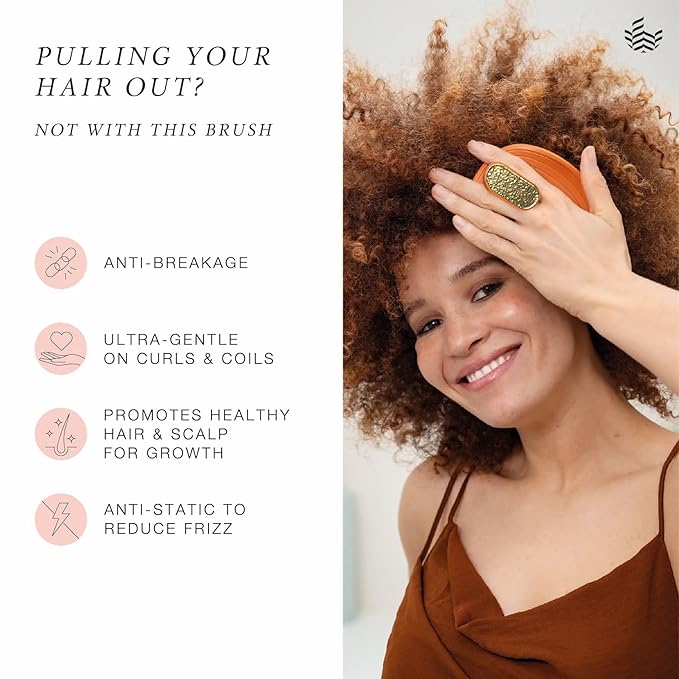 Manta Curls Anti-Breakage Hairbrush – Detangling Brush for Curly & Afro Hair, Gentle Wet & Dry Hairbrush for Women, Soft Teal