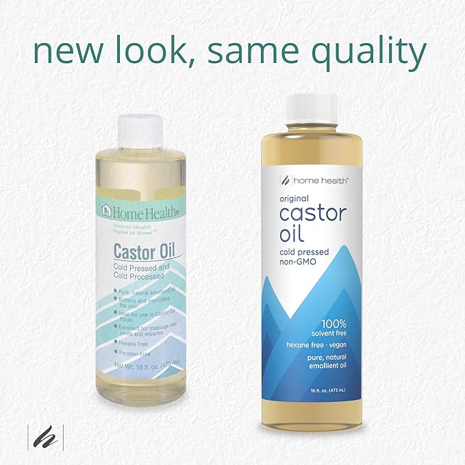 Home Health Original Castor Oil, Promotes Healthy Hair And Skin, Natural Skin Moisturizer - Pure, Cold Pressed, Non-GMO, Hexane-Free, Solvent-Free, Paraben-Free, Vegan - 16 fl oz