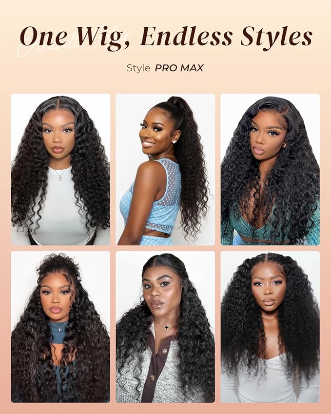 Arabella 13x6 Deep Wave Lace Front Wigs Human Hair 210% Density Glueless Wigs Human Hair 100% Curly Wave Human Hair Wigs 12A Pre Plucked Pre-Bleached Pre-Cut Glueless Wig 20 Inch