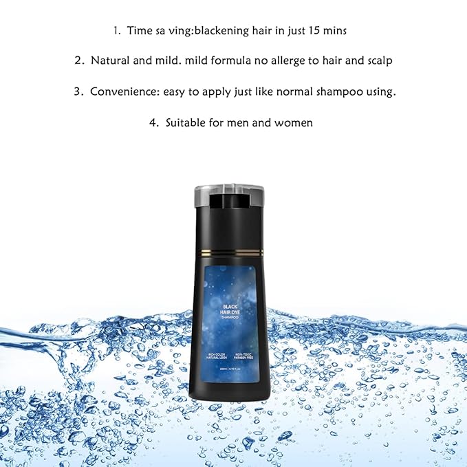 Hair Dye Shampoo, Natural Hair Color Shampoo for Gray and White Coverage, Suitable for Women & Men 200ml (Dark brown)
