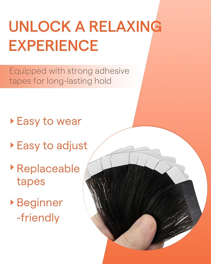 Sunny Hair Tape in Hair Extensions Real Human Hair Invisible Remy Hair Extensions Tape ins for Women Ombre Natural Black Root to Sliver Grey 24 inch 25G