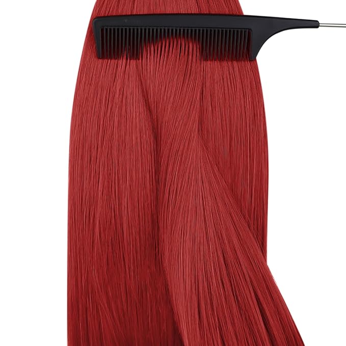 YoungSee Nano Ring Hair Extensions Red Nano Bead Hair Extensions Human Hair Colored Nanobead Human Hair Extensions Red Nano Extension Remy Hair Nano Loop Hair-Extension Cold Fusion 14in 25g 25s
