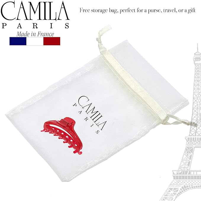 Camila Paris CP3224 French Hair Clip for Women, Small Narrow, Open, Girls Hair Claw Clips Jaw Fashion Durable and Styling Hair Accessories for Women, Strong Hold No Slip Grip, Made in France