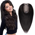 SEGO Real Human Hair Topper for Women, No Bangs Hair Topper with Anti-Slip Clips (10 Inch#1B Natural black)