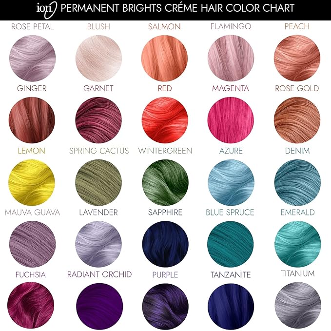 Ion Permanent Brights Creme Hair Color Sapphire, Vegan, Cruelty Free, PPD Free, 100% Gray Coverage, Long Lasting, Fade Resistant Color, 2.05 oz