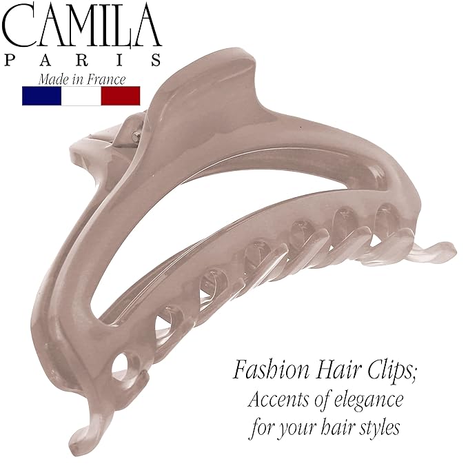 Camila Paris CP3219 French Hair Clip for Women, Medium Narrow, Open, Girls Hair Claw Clips Jaw Fashion Durable and Styling Hair Accessories for Women, Strong Hold No Slip Grip, Made in France
