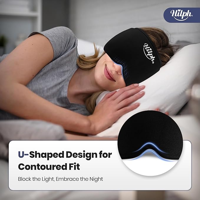 Hilph Adjustable Migraine Relief Cap with Thickened Gel Cold Compress, Headache Relief Cap, Face Cooling Mask Gel Head Wrap for Tension, Stress & Hangover, Soothing Gifts for Women Men Black