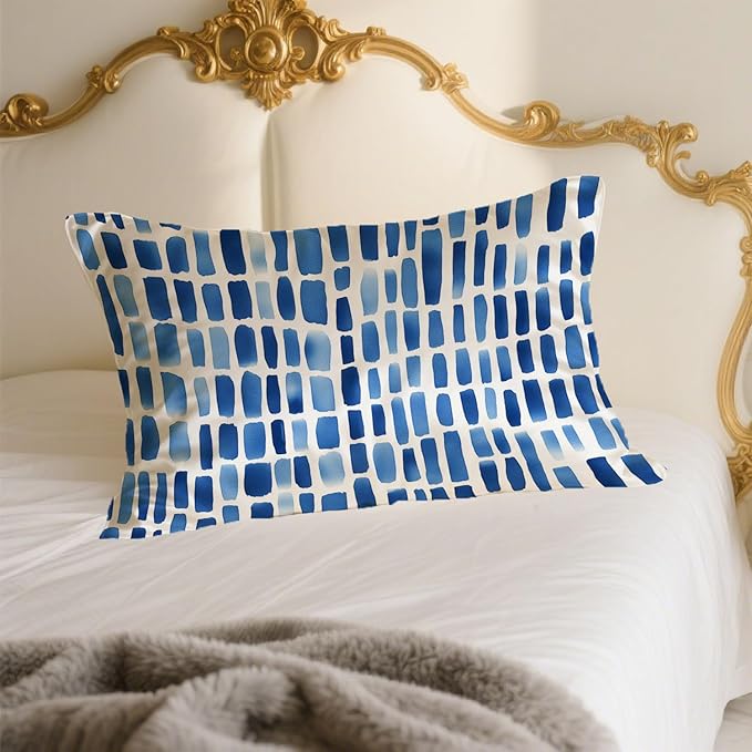 Silk Pillowcase for Hair and Skin Watercolor Blue Splashes Satin Pillowcase Standard Size with Zipper Silky Soft Cooling Satin Pillowcase Sleeping for Women 20"x26"