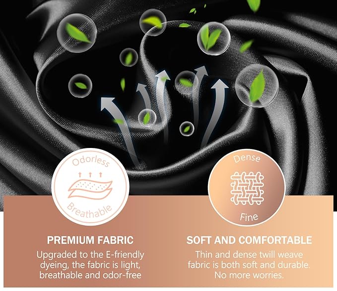 mikimini Black Shower Caps 2 Packs, Double Layers Waterproof Bathing Hair Cap with Reusable Soft Comfortable PEVA Lining, Cute, Non-fading & Stretchy Shower Hat Medium (Pack of 2) Black + Orange