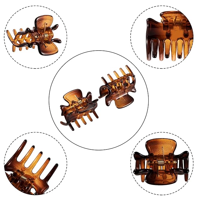 YOHAMA 12 pcs Small Hair Claw Clips Brown Durable Mini Jaw Clip Claw for Kids and Adult Multifunction Non-slip Hair Clips 1 inch Fixed Bangs Decoration Hairstyle