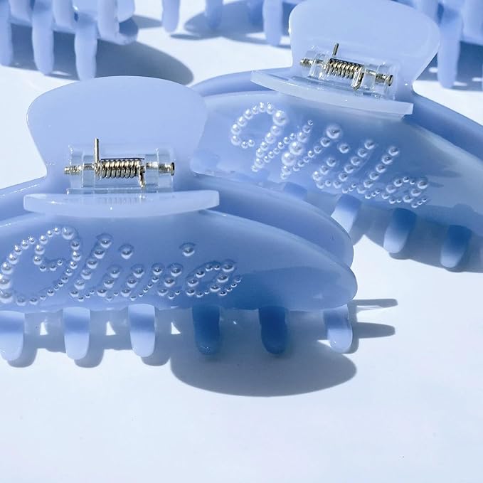 Customizable Hair Claw Clips for Women,Personalized Rhinestone Hair Clips with Name,Cute Large Hair Accessories,Handmade Rhinestones Hair Clamp Gifts for Mom,Bride,Wife,Bridesmaid,Couples（Jelly Blue）