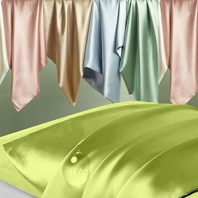 Mulberry Silk Pillow Cases Queen Size, Silk Pillowcase for Hair and Skin, Both Sides Natural Silk Satin Pillowcase for Sleeping Women with Zipper, Gifts for Women Men, Olive Green