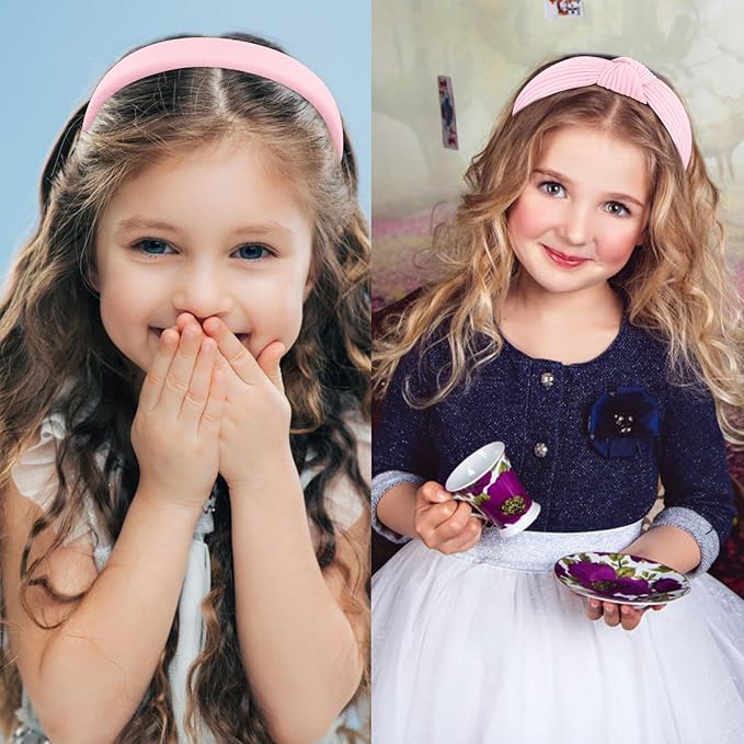 VELSCRUN Headbands for Women 7 Pcs Different Pink Fashion Knotted Solid Head Bands Pearl Headband Non Slip Hair Band for Womens Gilrs Thin Thick Short Hair Face Wash Hair Accessories