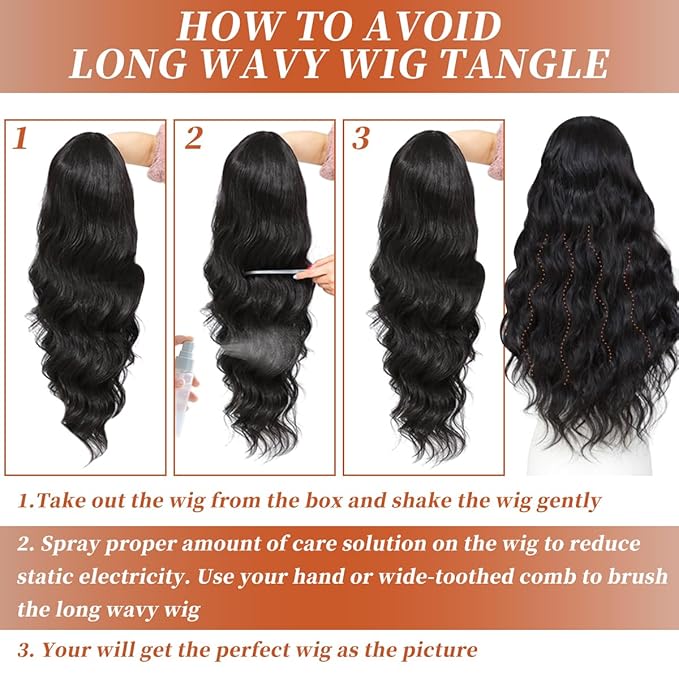 Synthetic Lace Front Wigs Pre Plucked 13x4 HD Lace Black Wigs For Black Women 26 Inch Long Wavy 100% Futura Premium Wig Ready to Wear Beginner Friendly Daily Party Use