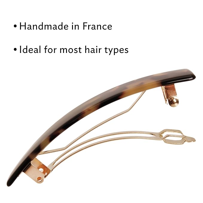 France Luxe Tortoise Hair Barrette for Thin Hair, Classic Rectangle French Barrette for Women, Lightweight and Comfortable, Strong Hold, Tokyo