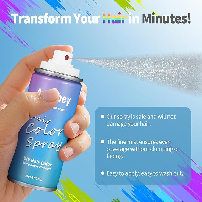 Halloween Hair Spray,Temporary Hair Color Spray for Women Kids Men,Washable Hairspray,Colored Hair Spray,Color Hairspray for Halloween,Party,Cosplay,Christmas Day (06#White)