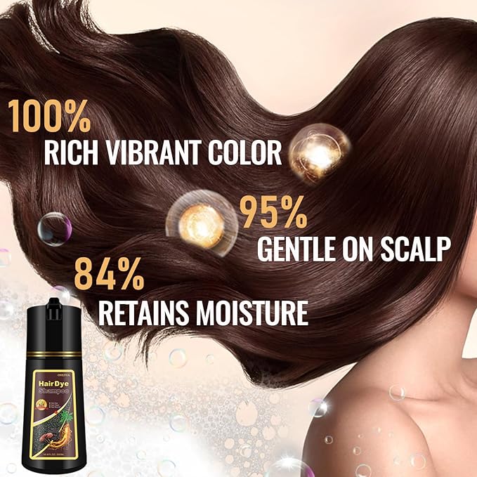 Cherry Brown Hair Dye Shampoo 3-in-1, Natural Hair Color for Women & Gray Hair, Instant Hair Dye & Hair Care in 15 Minutes, Bubble Plant Hair Colors for All Hair Types, Shampoo Para Canas