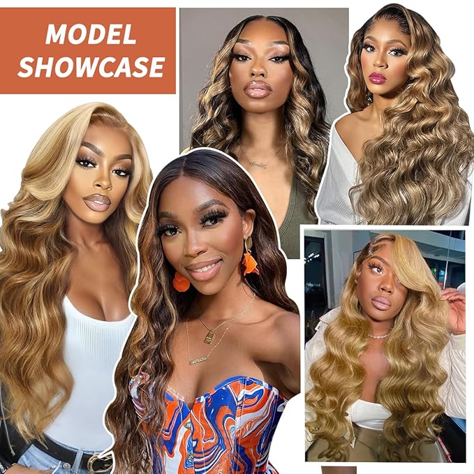 Synthetic Lace Front Wigs Pre Plucked Brown Skunk Stripe Wig 100% Futura Premium 13x4 HD Lace Wigs For Black Women 26 Inch Long Wavy Ready to Wear Beginner Friendly Daily Party Use