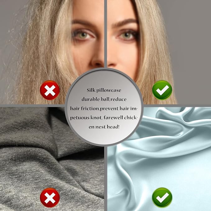 Silk Body Pillowcase Mulberry Silk Pillow Cases with Zipper Soft Breathable Smooth Cooling 20x54 inches Pillowcase for Sleep (Blue Haze,20"X 54",1Pcs)