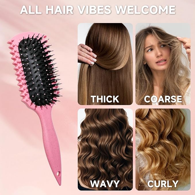 Curl Defining Brush, Curly Hair Brush Products With 3 Pcs Slick Back Hair Brush Set Bristle Brush Edge Control Teasing Comb for women (Blue)