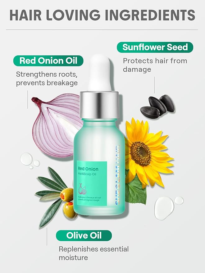 SHEGLAM Hair & Scalp Oil - 0.5 fl oz, Hydrating Serum, Macadamia & Grapeseed Oils, Soothes Dry Scalp, Balances Sebum, Adds Shine, For Sensitive Scalp & Dandruff