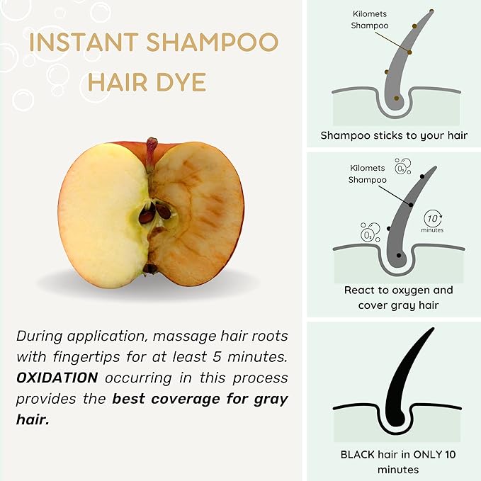 Black Hair Dye Shampoo 400ml- Pack 2-100% Grey Coverage in Minutes - Ammonia Free Hair Color Shampoo Gray Silver Hair- Instant Coloring At Home Gift for Her for Him