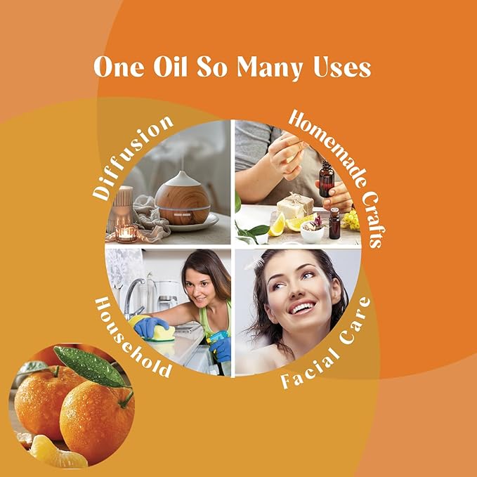 Tangerine Essential Oil Pure Organic for Diffuser Candle Making Skin Hair - 1 Oz