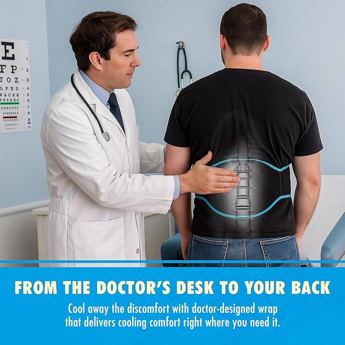 Perfect Remedy Back Ice Pack Wrap for Pain Relief, Ice Packs for Injuries Reusable with 2 Gel Inserts for Lumbar Pain, Sciatica, Coccyx, Surgery Recovery, Herniated Disc Relief, Hot & Cold Therapy