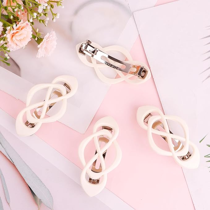 Beige Hair Barrettes for Women 4packs Hair Clips French Hair Barrette Clip Beige Accessories for Women Girls