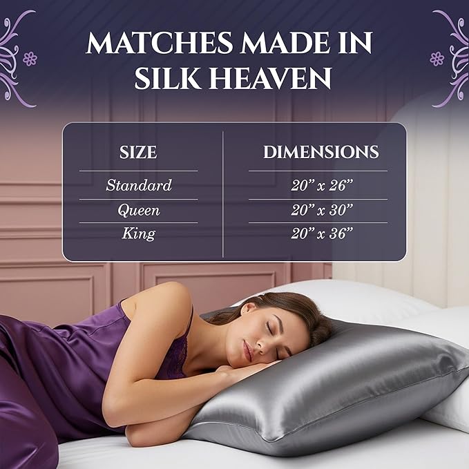 DECOLURE 100% Pure Mulberry Silk Pillow Case King Size – Highest Grade 30 Momme 6A+, Luxuriously Soft & Cooling Silk Pillowcase for Hair & Skin, Hypoallergenic, Breathable, Hidden Zipper (Grey)