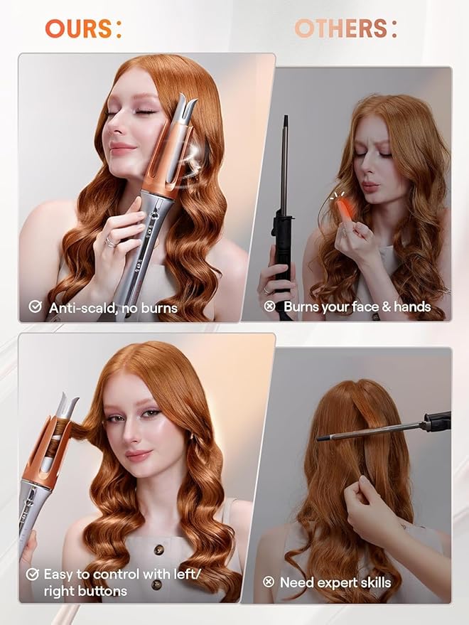 SHEGLAM Curling Iron Automatic Gift for Woman (Gold, 1.25 inch)