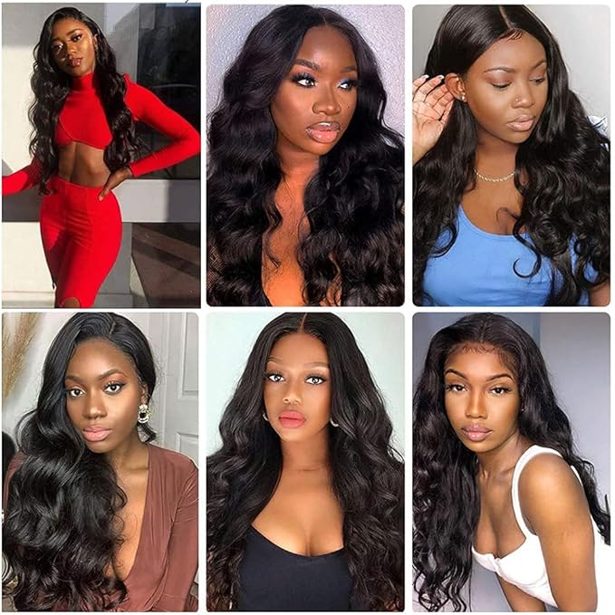 Human Hair Bundles Color 1B Body Wave Bundles Hair Extensions Grade 8A Virgin Remy Hair 1 Bundle 26 Inch Double Weft Natural Black Body Wave Hair Weave