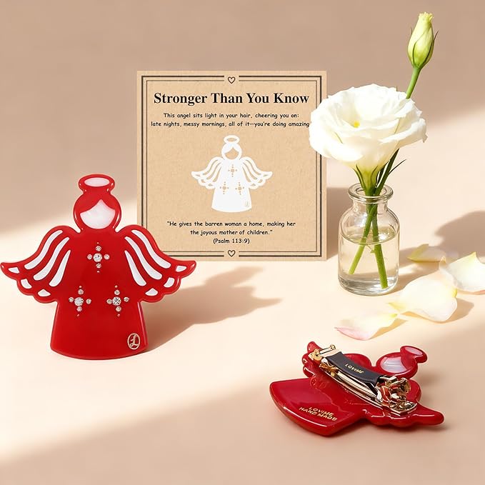 Unique Gifts for Single Mom, New Mom Birthday Gifts from Husband Daughter Son Friend, Thanksgiving Inspirational Gifts for Women "Guardian Angel" Hair Clip, Christmas Christian Gifts With Gift Box