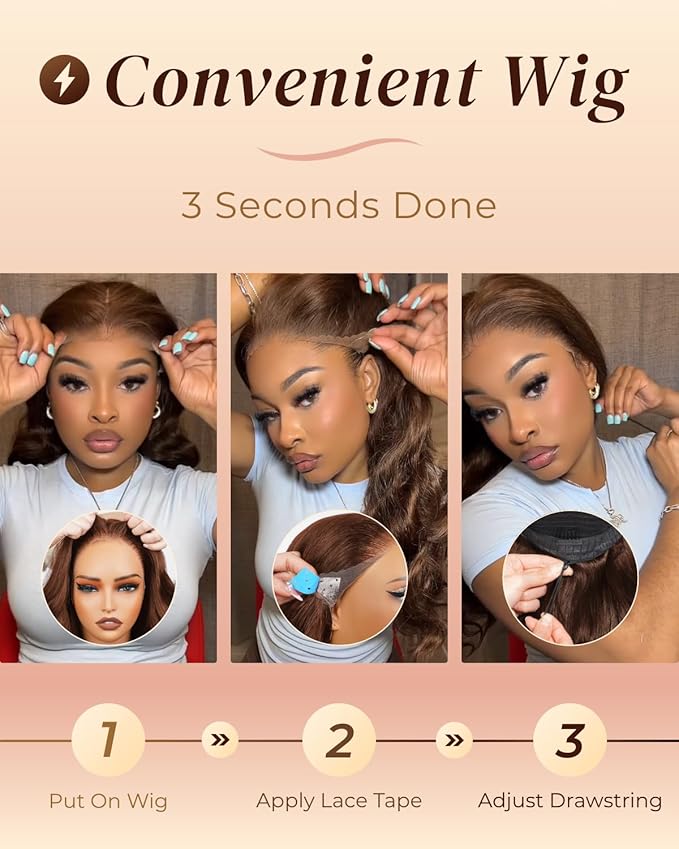 Arabella 13x6 Chocolate Brown Lace Front Wig Human Hair 4# Body Wave Wigs Human Hair Pre Plucked Glueless Brown Frontal Wig Human Hair 26 Inch