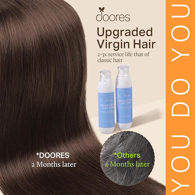DOORES Clip in Hair Extensions, Chocolate Brown 130g 9pcs 14 Inch Virgin Human Hair Clip in Extensions, Invisible Edge Clip in Hair Extensions, Real Hair Extensions Clip in Human Hair