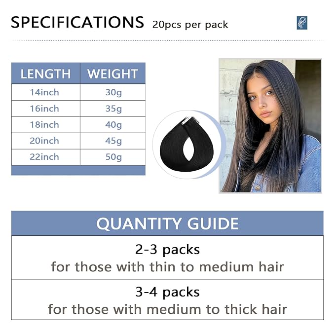 COOKAYU Invisi Edge Tape in Extensions Human Hair, Natural Black Seamless Injected Tape Ins Remy Hair 18Inch 40g 20pcs Straight Extensions Silky Smooth
