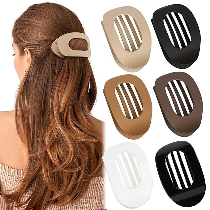 6PCS Flat Hair Clips for Women Round Duckbill Hair Claw Clips for Thick Thin Hair Fashion French Hair Clip Claw