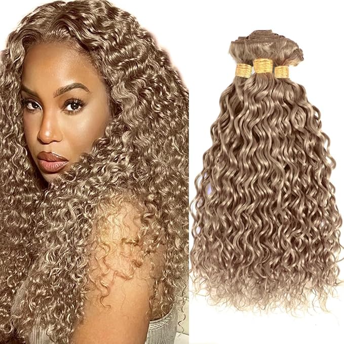 Color #22 Bundles Human Hair Ash Blonde Water Wave Bundle 20 22 24 Inch Niegmeag Color #22 Wet and Wavy Bundle Hair Weave Grey Blonde Color 300g